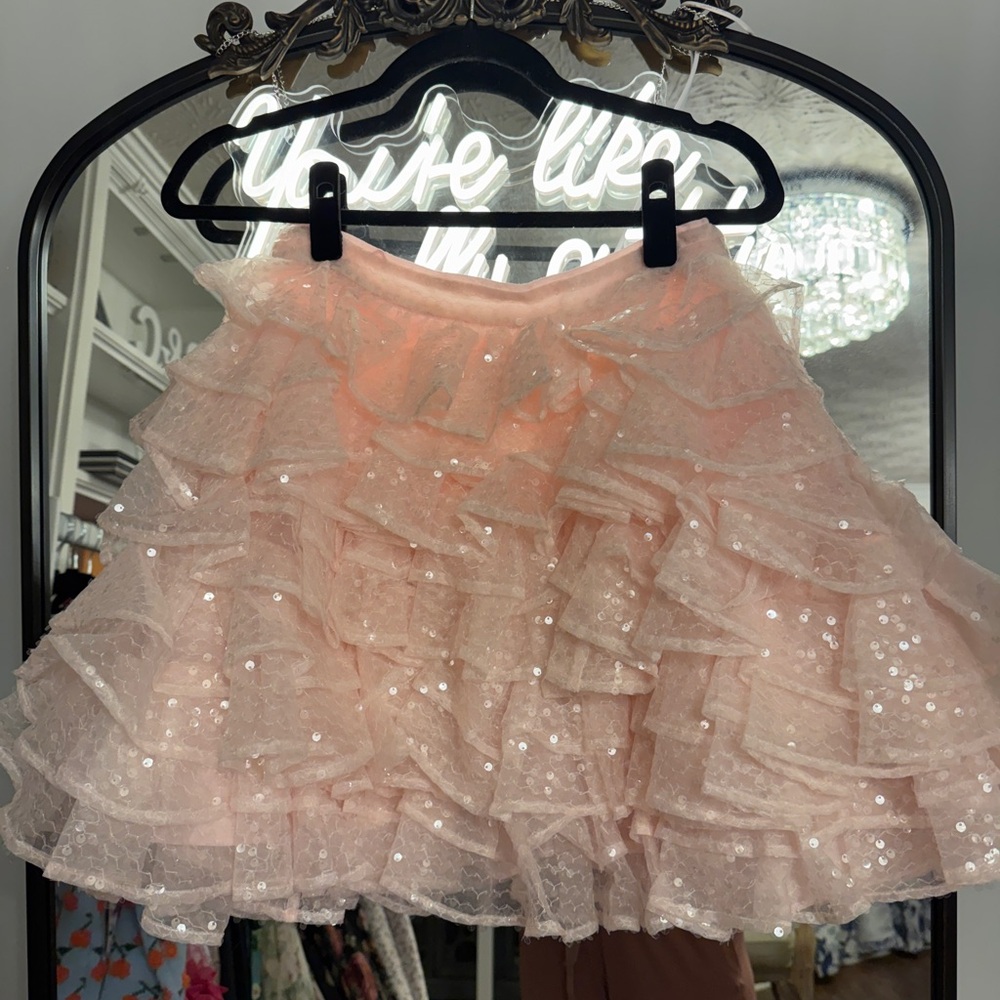 Selkie Petit Chou Sparkling Tutu Skirt Baby Pink Ruffled Tulle Sequins Sold Out! - Picture 3 of 5